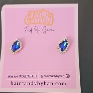 Hair Candy by Han Blue and Gold Crystal Earrings